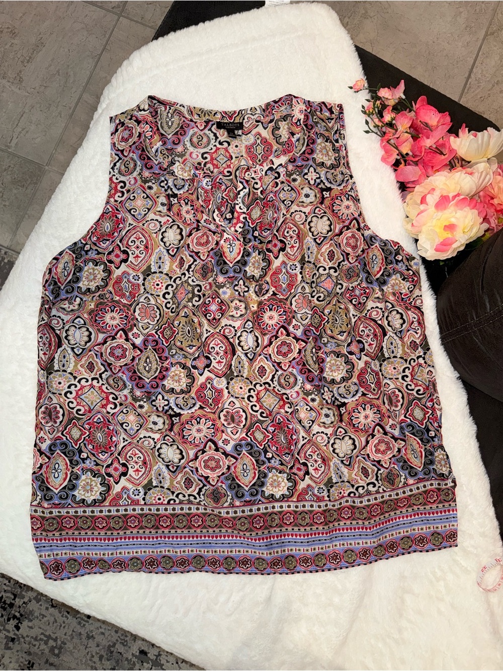 2 x20$ Talbots Multicolor Paisley Border-Hem Sleeveless Camisole Size XP